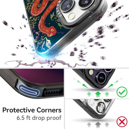 Coque iPhone 14 motif serpent gothique girly avec impression noire durable