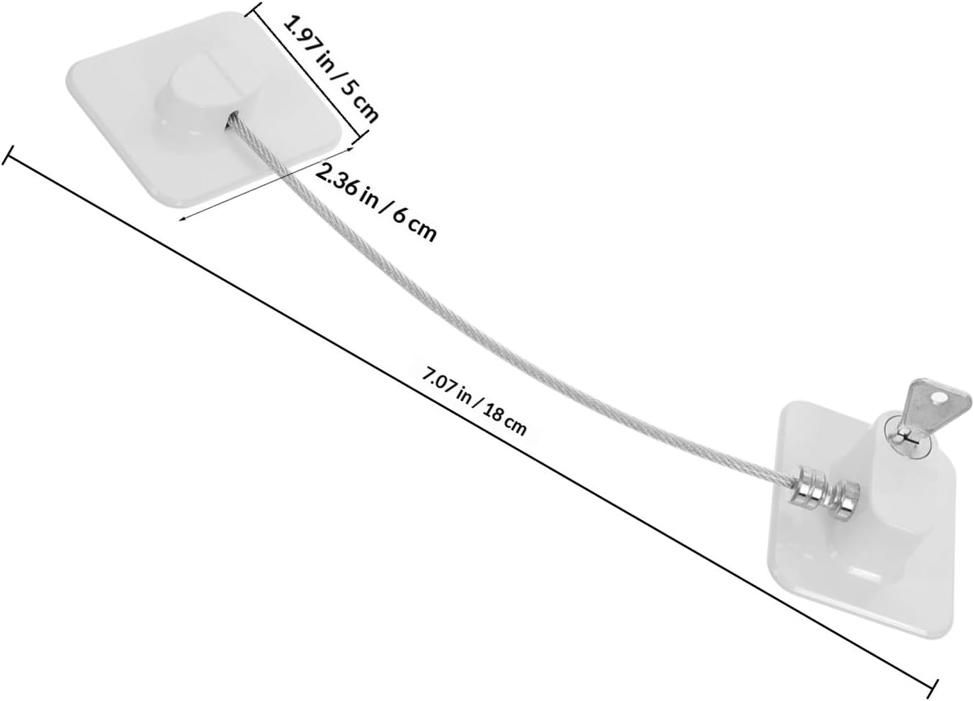 Childproof Refrigerator Lock and Window Safety Lock for 2pcs Adhesive No-drill with White Square Design Household Cabinet and Window Protection for Safety