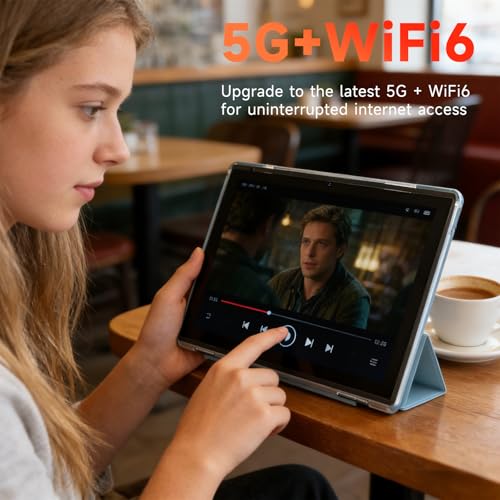 Image of WUIUHOU 10.1 Inch Android 15 Tablet, 8GB RAM 32GB Storage, HD IPS Display, 5G WiFi 6,6000mAh Battery, Dual Camera for Video Call, Tab with Case & Stylus Pen for Work /Study Tablet with case (Blue)