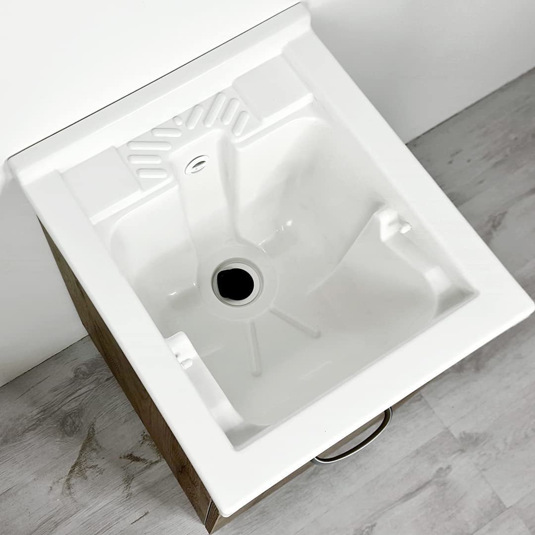 Jo-Bagno.it Mobile Lavatoio Lavanderia 45 x 50 x 84 H in Legno da 1.8 cm con vasca in plastica PVC DOMINA Bianco e Mix (Bianco/Bianco)