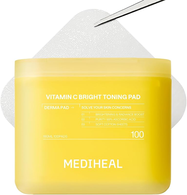 MEDIHEAL Vitamin C Bright Toning Toner Pads, 100 unidades