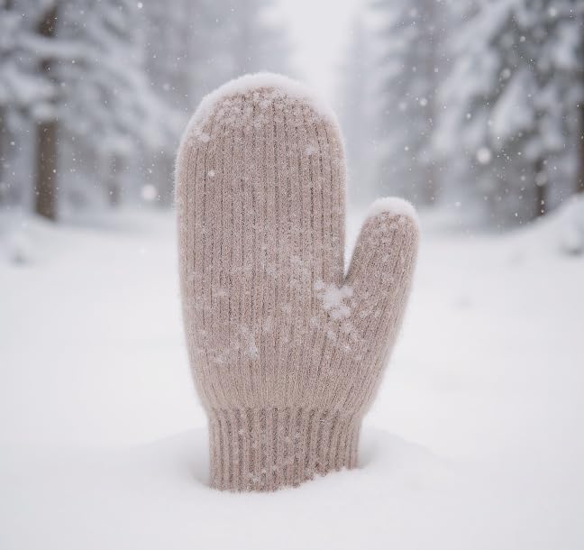 Women Winter Warm Mittens - Fashionable Stretchy Knit Gloves Cold Weather Soft Faux Rabbit Fur Mittens - Image 4