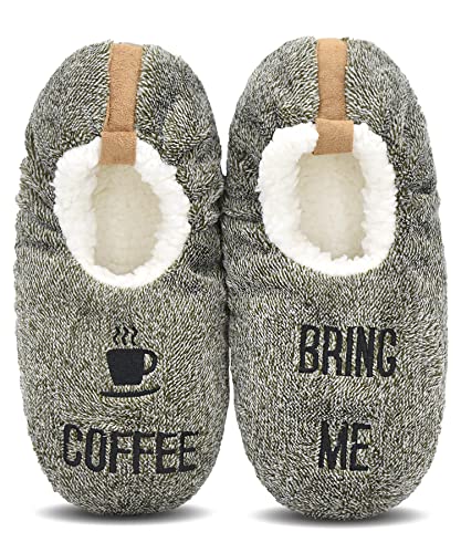 DICUIRD Mens Slipper Socks With Non Skid Bottoms, Warm Slipper Socks With Grippers For Men, Fuzzy House Fabric Slippers