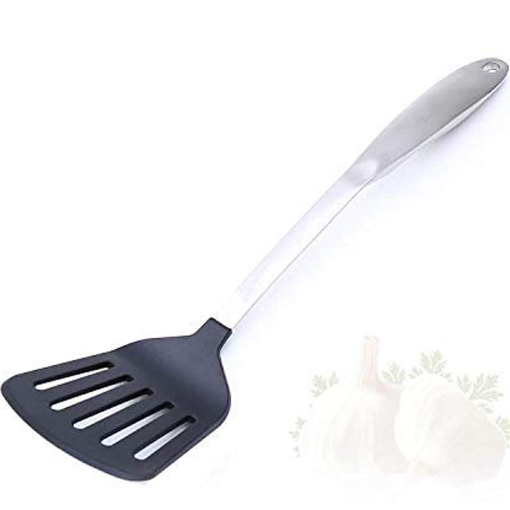 Espátula ranurada de nylon,Espátulas de acero inoxidable Agarre de goma para uso de cocina con mango resistente al calor