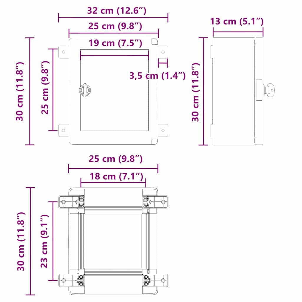 Steuerungsschrank Grau 32 x 13 x 30 cm ABS Kunststoff, Schaltkasten für Innen- und Außenbereich, Verteilerdose Gehäuse für Kabel, Leitung, Installation, Wand, Garten, Feuchtraum
