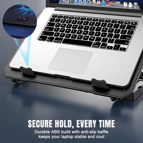 Image of CLAW Air Pro C39 Laptop Cooling Pad with Dual 125mm Fans (1000 RPM), Mobile Stand, Anti-Slip Baffle, 5 Height Levels, 2 USB 2.0 Ports, Supports Up to 17-Inch Laptops - Black