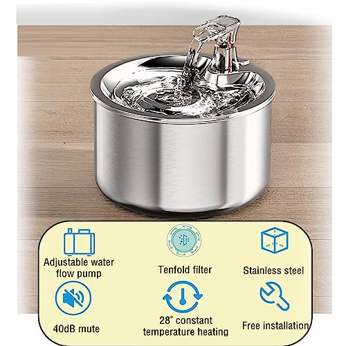 Fuente de agua para gato acero inoxidable miniatura 4