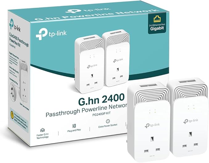 TPLink Wired Passthrough Powerline Adapter Starter Kit, Advanced