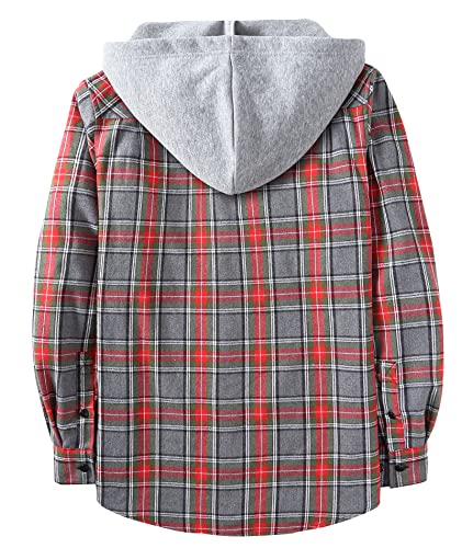 Image of SCODI Mens Flannel Hoodie Shirt Casual Button Down Plaid Long Sleeve Shirts