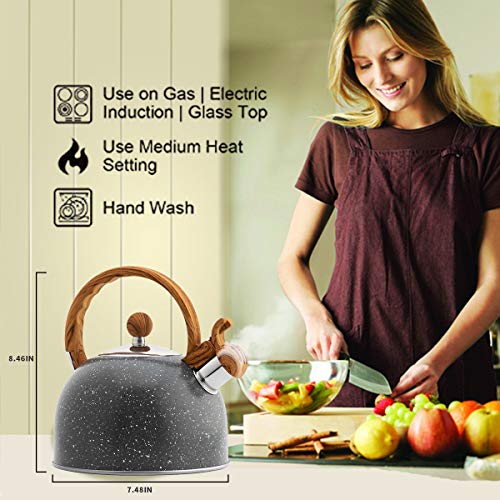 Blbo Whistling Tea Kettle, Tea Kettle For Stove Top 2.5Quart Food Grade Stainless Steel Teapot With Cool Wooden Grip Ergonomic Handle Loud Whistle #TOP1