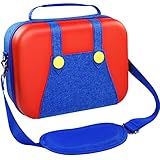 【Switch/有機ELモテルに対応】iVoler Switch ケース スイッチ ケース 収納 防水 防塵 防汚 耐衝撃 全面保護 大容量 な収納力 持ち運び便利 ポーチ コントローラー/カード/ドック/ケーブル全部収納可能,赤+青