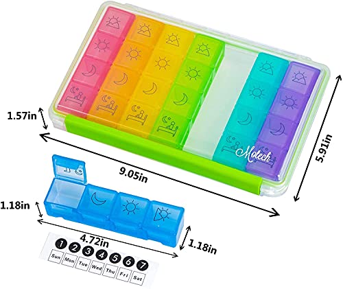 Image of Zollyss Weekly Pill Organizer 4 Times a Day, 7 Day Pill Box with 28 Large Compartments, Moisture Resistant Travel Medicine Organizer for Vitamins & Supplements