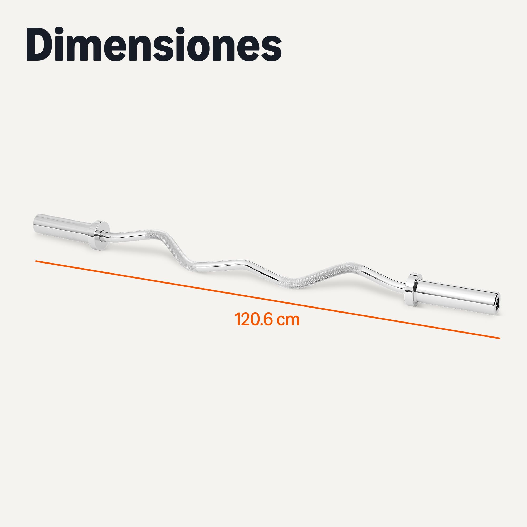 Amazon Basics Barra Olímpica Curvada de 5,1cm, 119,4cm, Cromada