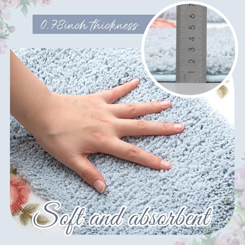 Set de 4 Tapetes Decorativos para Baño Flores Azules miniatura 3