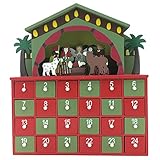 Christmas Nativity Crib Decoration Wooden Advent Calendar with 24 Drawers for Christmas Decoration
