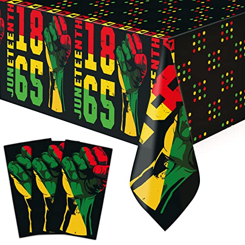 ceiba tree 3Pcs Juneteenth Tablecloth Happy Juneteenth Decorations 54x108 Plastic Table Covers for Black History African Americans Independence Kitchen Dining Decor 1865 Freedom Day Supplies