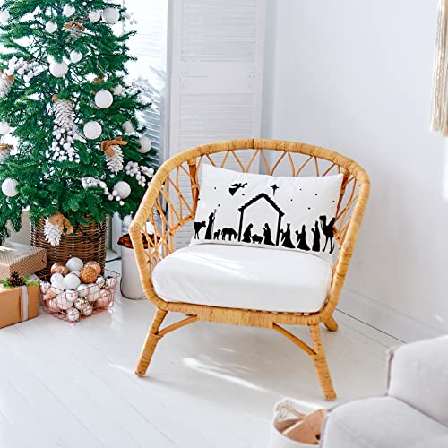 Ogiselestyle Christmas Oh Holy Night Lumbar Throw Pillow Covers, 12 X 20 Inch Winter Holiday Nativity Xmas Scene Story Cushion Case Decoration For Sofa Couch thumb #2