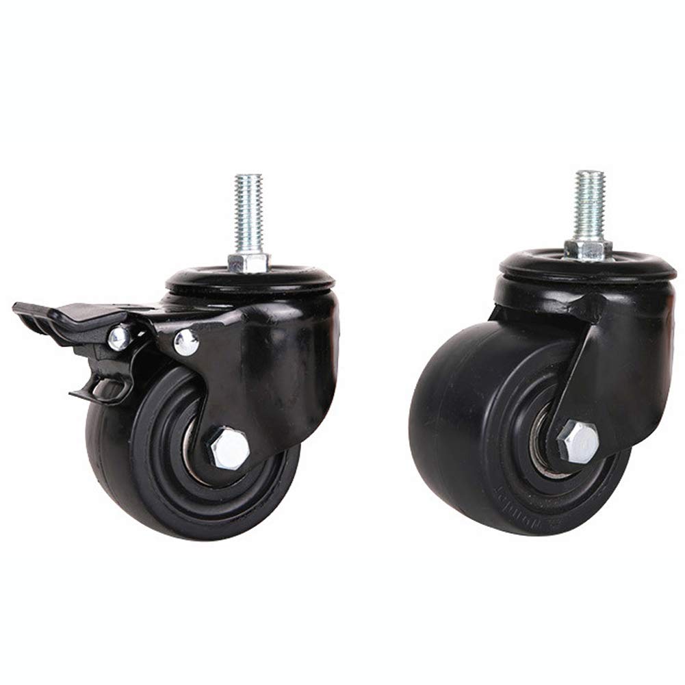 Ruedas giratorias de Nylon roscadas M12 de Alta Resistencia (2,5" y 3") para Transporte Industrial y de Muebles. Capacidad de Carga: 800 kg / 1000 kg. Ruedas silenciosas con Freno para un de