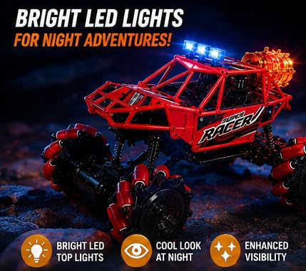 Image of Remote Control Drift Car for Kids, 4WD 8 Functions RC Stunt Car with 360 Rotation,Off-Road Climbing Monster Truck,Smoke Spray,LED Lights, USB Charging,BIS Approved Racing Toy(Random Color)