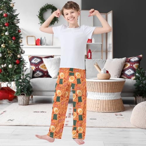 Boy's Pants Noodle Seaweed Shrimp Egg Jogger Pants Elastic Waist Long Bottoms Trousers with Pockets 6-14 Years2