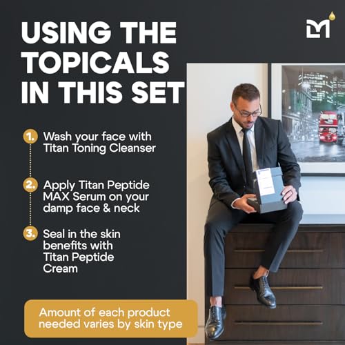 Titan 3-Piece Anti-Aging Mens Skin Care Kit – Wash, Face Serum, Mens Face Moisturizer – Men, Skin Care Set – Dark Spots, Wrinkles, Fine Lines – Vitamin C, Peptides, Niacinamide, HA –Unscented - Image 3