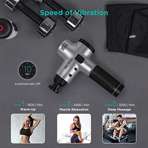 OPOVE M3 Pro Massage Gun Deep Tissue Percussion Muscle Massager for Pain Relief, Handheld Electric Body Massager Sports Drill Portable Super Quiet Brushless Motor, Silver - Thumbnail 7