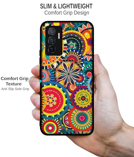 Image of Ring Pattern Print Design Premium 2D Printed Metal Back Case Cover for Vivo V23E 5G / Y75 4G
