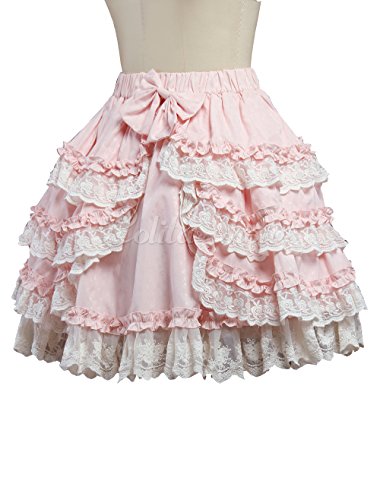 Antaina Pink Cotton Floral Lace Ruffled Layered Bow Sweet Lolita Underskirt2