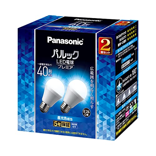 パナソニック パルック LED電球 【プレミア】 口金直径26mm 40W形相当 昼光色 2個入 シリカ電球同サイズ 断熱材施工器具対応 密閉型器具対応 屋外器具対応 LDA4DGSK42T