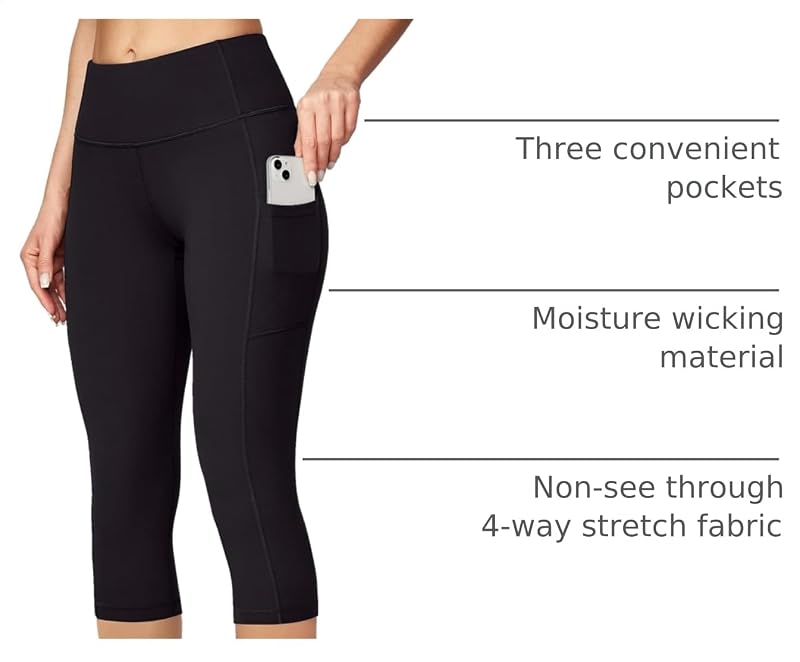 Capri Leggings with Pockets for Women High Waisted Yoga Pants Women Capris image 4