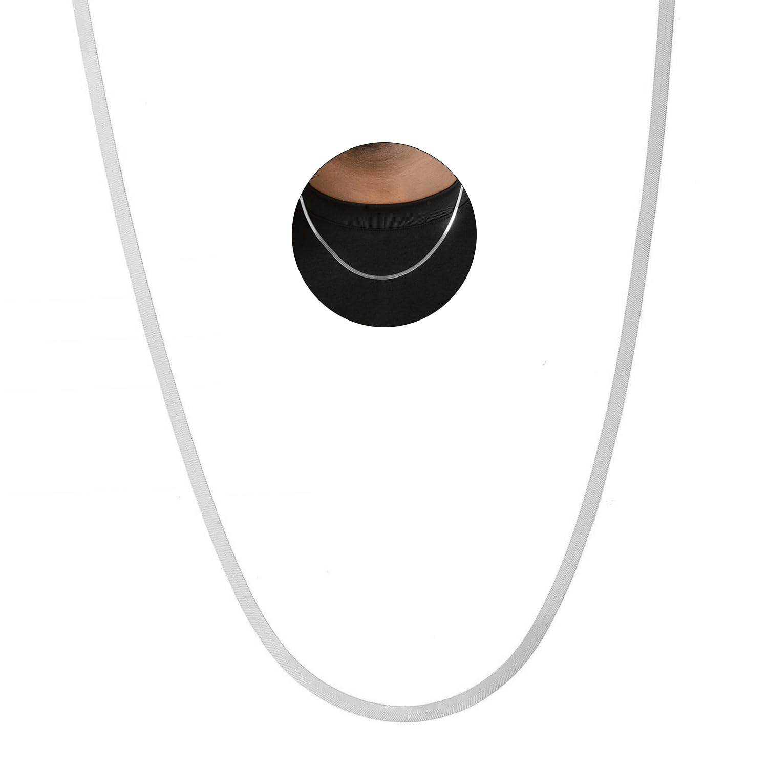 FASHIONS Anti Tarnish 22 Inch Men’s Stainless Steel Chain Necklace 3mm Waterproof Hypoallergenic Silver Chain for Men & Boys Durable Everyday Fashion Jewelry Gift