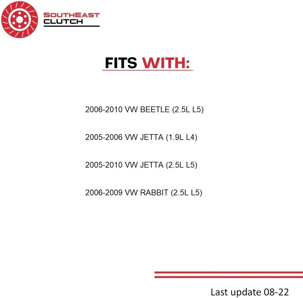 Southeast Clutch And Flywheel Conversion Kit Compatible With Beetle Rabbit TDI 2.5 Wolfsburg Value Edition Gl Gls S Se Sport Hot Wheels 2005-2010 2.5L L5 GAS DOHC (Stage 1; 17-065RSMF)