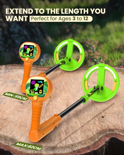 Image of Metal Detector for Kids, Intuitive Color LCD Display, 6.7 inch Glowing LED Coil, Kid-Safe Lightweight with Adjustable Handle & 4 inch Precision Deepth, Perfect Educational Gift for Kids Ages 3-12, Orange