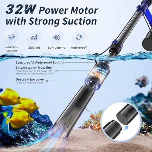 image for Mildhug Fish Tank Cleaner - Aquarium Gravel Cleaner, 530GPH/32W Electr