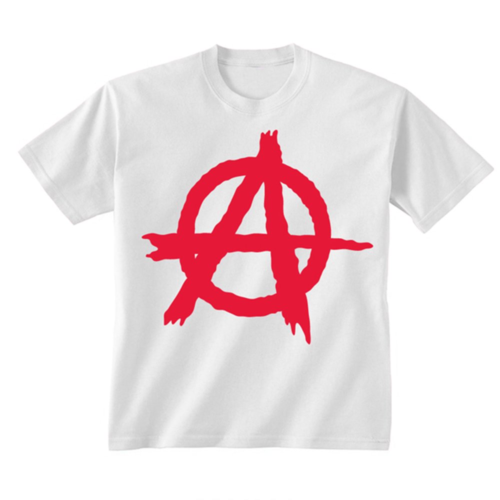Flip Youth Kids Childrens Anarchy Symbol Punk T-Shirt White 12-13 Years (XL)