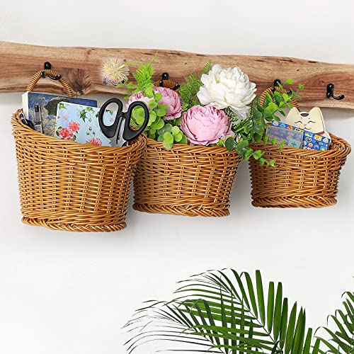 Acelist 3 Pack Woven Storage Basket, Boho Wall Hanging Basket, Retro Farmhouse Decor, Plastic Hanging Fruit Basket For Organizing With Handle, Boho Room Decor, Bathroom, Door, Kitchen, Plants, Flowers Acelist 3 Pack Woven Storage Basket, Boho Wall Hanging Basket, Retro Farmhouse Decor, Plastic Hanging Fruit Basket For Organizing With Handle, Boho Room Decor, Bathroom, Door, Kitchen, Plants, Flowers