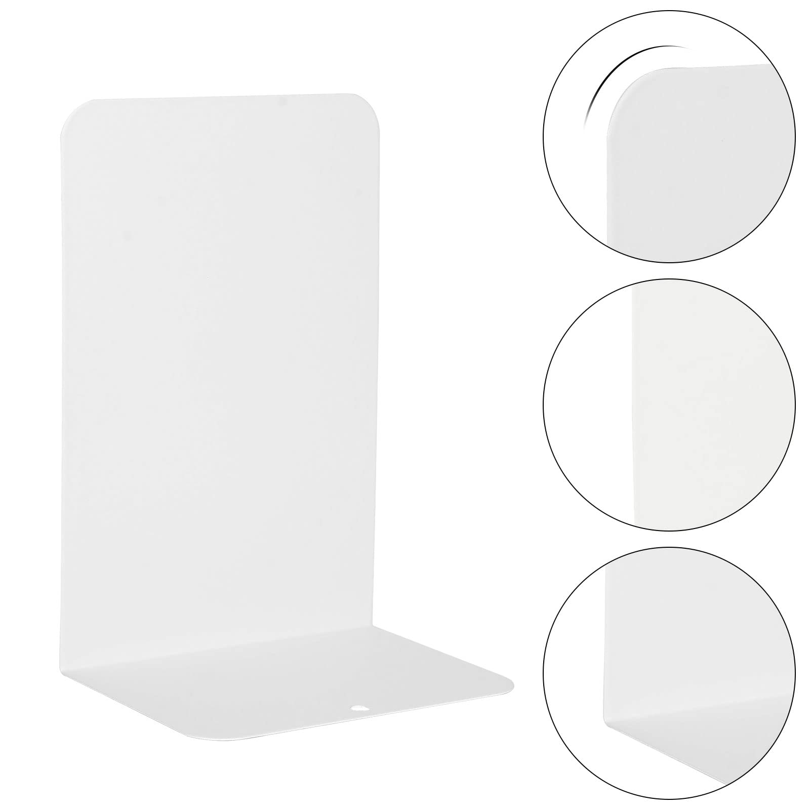 Lot de 6 Serre-Livres Blancs 20.3x10.2x13.5cm, Cale Livre Minimaliste avec Base Antidérapante, Séparateurs de Livres Robustes pour Bureau et École, Blanc