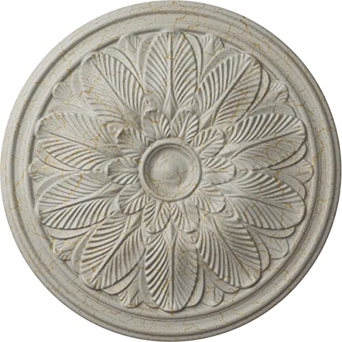 Image of Ekena Millwork CM22BOPCC 22 5 /8 OD x 1 3 /4 P Bordeaux Ceiling Medallion fits Canopies up to 3 1 /4, Pot of Cream Crackle