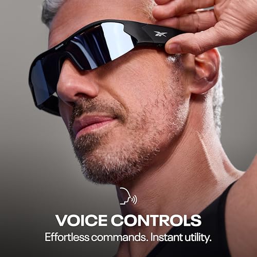 Image of Reebok Octane Smart Audio Sunglasses Powered by Lucyd | Silver Mirror Polarized Lens | HiFi Bluetooth Active Eyewear