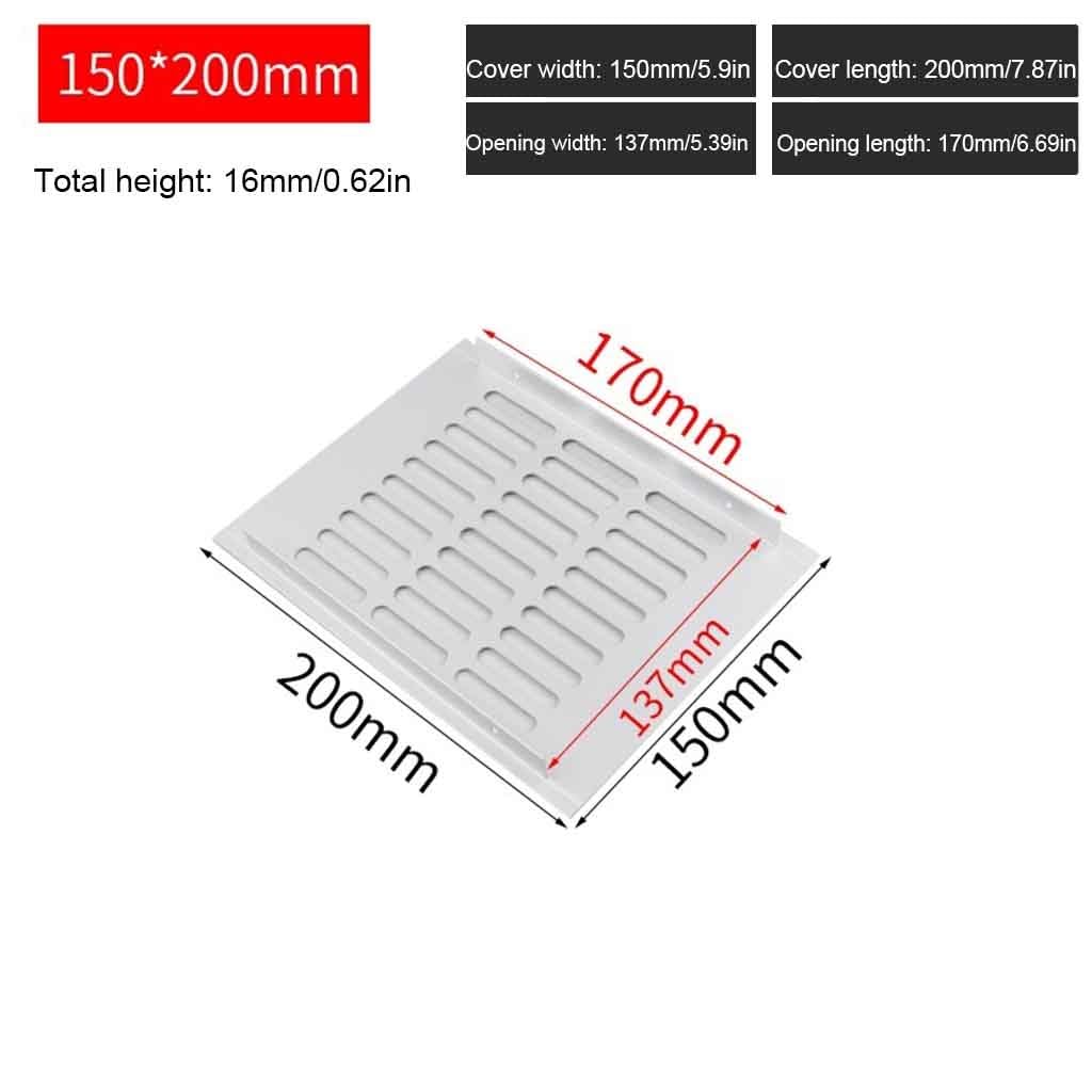 Griglia di ventilazione a rete rettangolare in lega alluminio | 150x(150-800)mm for armadio guardaroba armadio bagno ventilazione di scarico(150x200mm)