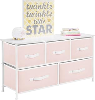 mDesign Steel Frame/Wood Top Horizontal Toy Storage Dresser with Large Baby and Kids Furniture Room Decor Organizer Cabine...