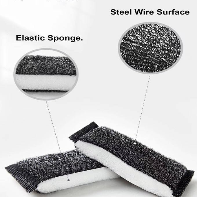 Image of Black Scrubbing Sponge Pads for Kitchen Cleaning, Pack of 6