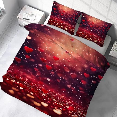 Housse de Couette en Microfibre Douce 200x200 Amour Rouge Haute Densité - 5