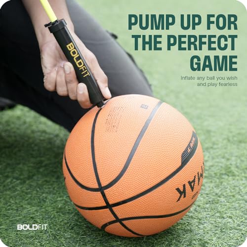 Image of Boldfit Football Hand Pump with Needle for Basketball with Pin Double Action Volleyball Hand for Pumper Air for Ball with Needle