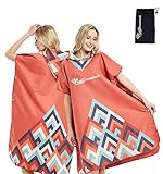  Poncho Surf para Hombres y Mujeres, Poncho de Toalla Playa de Microfibra con Capucha para Adultos, Secado Rápido Poncho de Playa (Naranja)