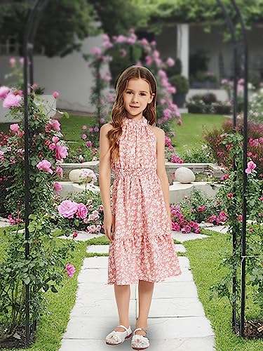 Uraclaire Girls Summer Floral Dress Sleeveless Ruffle Hem Off Shoulder Casual Elegant Dresses 6-14 Years #TOP3