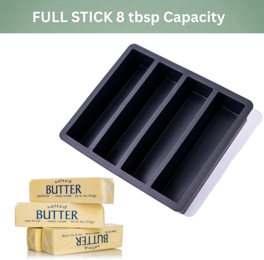 Hello High Silicone Butter Mold, Rectangular Food Preparation Mold for Butter, Soap, Energy Bars, Ice Cubes and Candy Bars - Food Grade