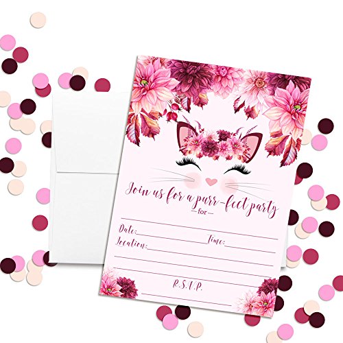 Invitation anniversaire fille chat prête à remplir pour manque de temps - 2