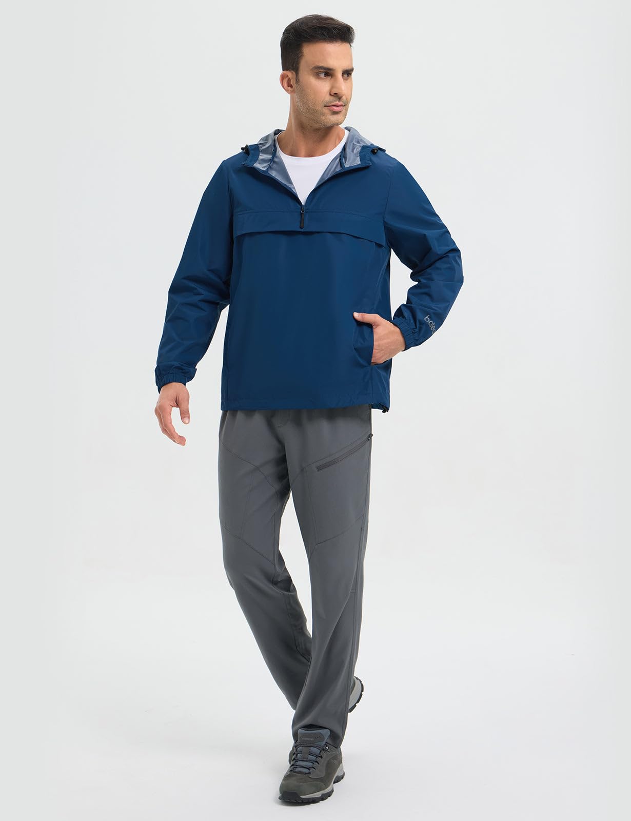 baleaf Chubasquero para hombre, cortavientos, impermeable, chaqueta de ciclismo con capucha, plegable, ligera, cortavientos, transpirable, para senderismo, ciclismo