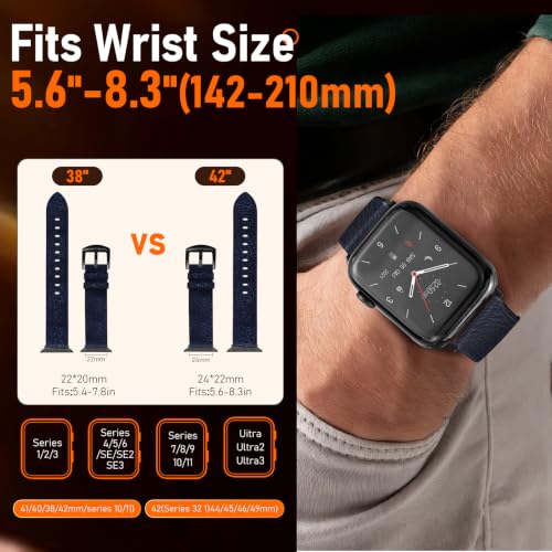 Image of Genuine Leather Watch Band Men Compatible with Apple Watch